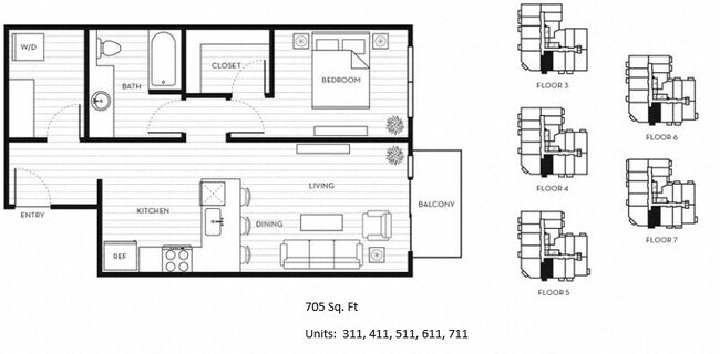 1x1 A 711 floor plan
